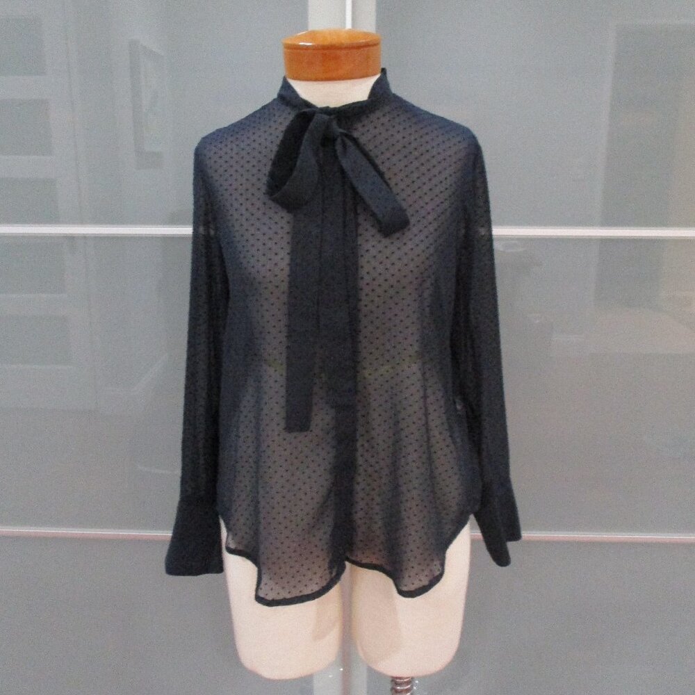 Banana Republic Long Sleeve Sheer Bow Tie Blouse